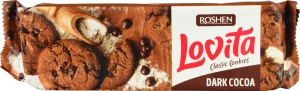 Печиво здобне з какао та кусочками глазурі Lovita Classic Cookies Roshen 150г