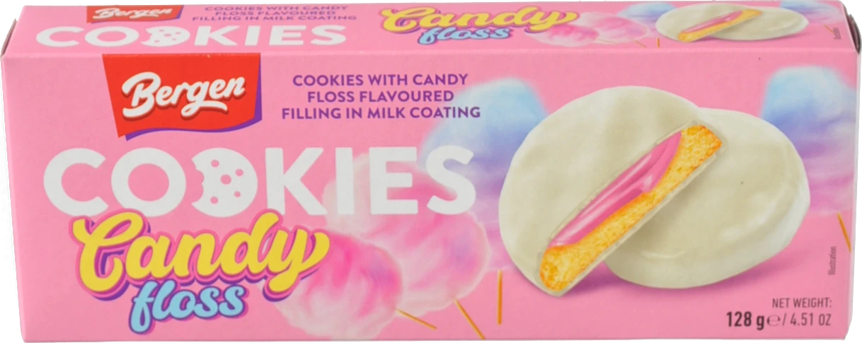 Печиво Bergen Cookies 128г смак солодкої вати