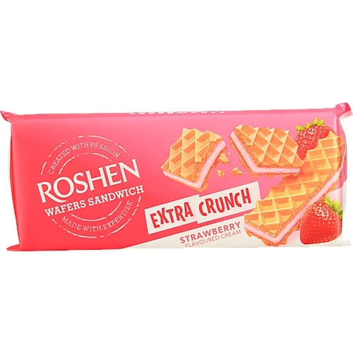 Вафлі Strawberry Extra Crunch Wafers Sandwich Roshen м/у 142г