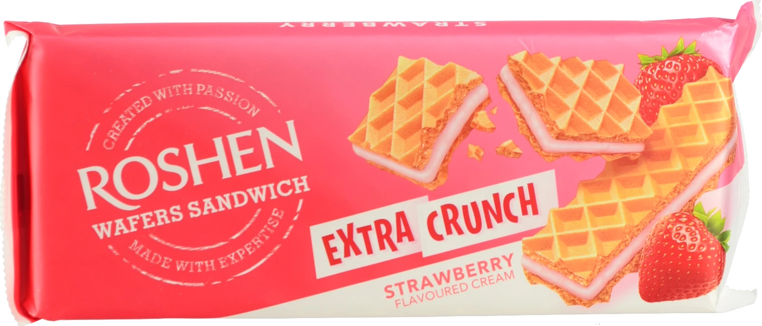 Вафлі Strawberry Extra Crunch Wafers Sandwich Roshen м/у 142г