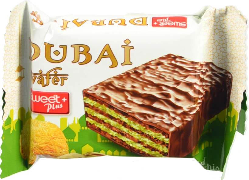 Вафлі Sweet Plus 35г dubai wafer фісташковий крем kadaif глазуровані