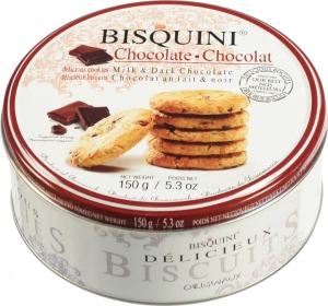 Печиво Bisquini 150г пісочне шоколадне м.б