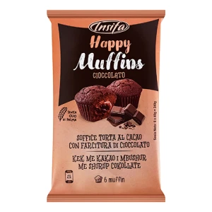 Маффіни зі смаком какао та шоколаду Cioccolato Happy Muffins Insifa м/у 6х40г