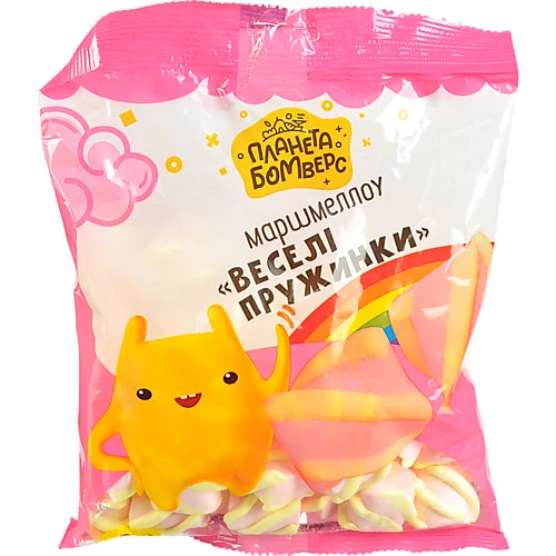 Маршмеллоу Планета Бомверс 175г веселі пружинки полуниця