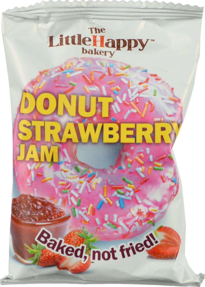Пончик LittleHappy bakery 60г полуничний джем полунична глазурь