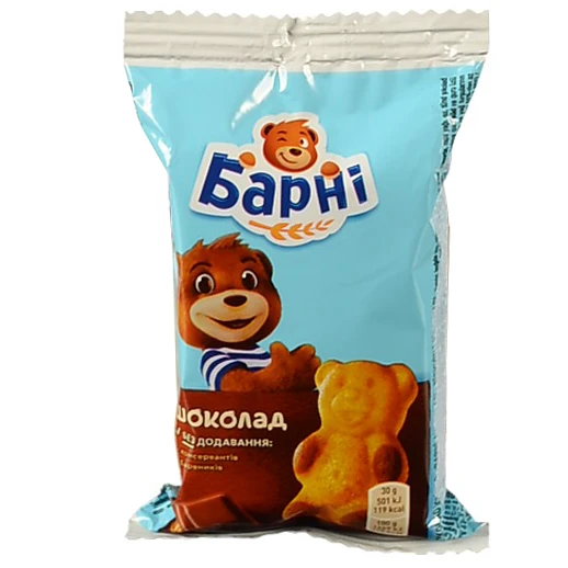 Тістечко бісквітне Шоколад Барні м/у 30г