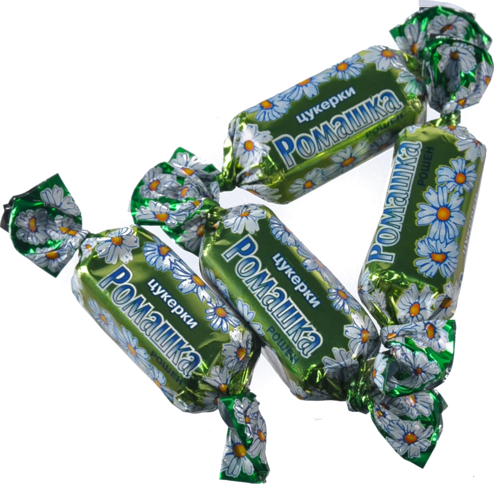 Цукерки глазуровані з помадним корпусом Ромашка Roshen кг