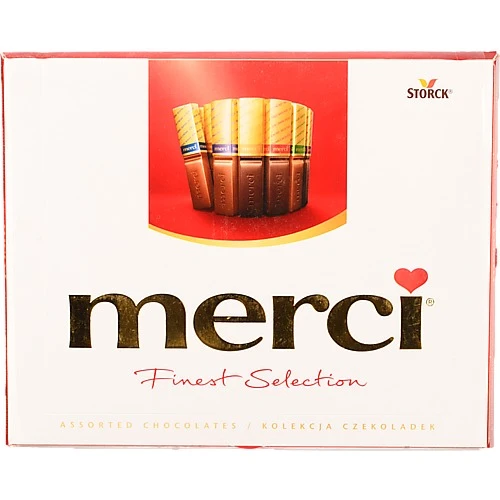 Набір шоколадних цукерок з начинкою і без начинки асорті Merci к/у 250г