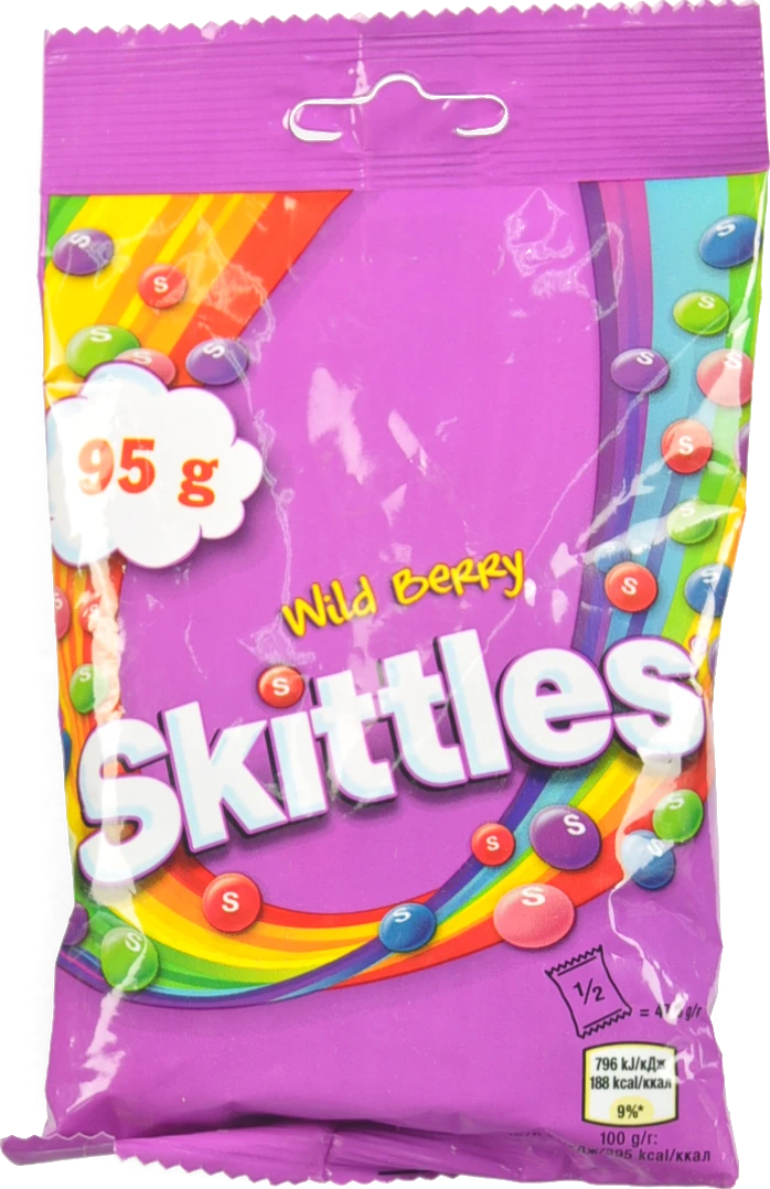 Драже жувальні в різнокольоровій цукровій оболонці Wild Berry Skittles м/у 95г