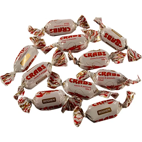 Карамель з какао-арахісовою начинкою Crabs Roshen м/у 1кг купити в