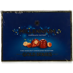 Цукерки шоколадні з горіховим праліне і цілим лісовим горіхом у молочному шоколаді Gold Millennium к/у 205г