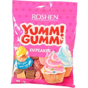 Цукерки Рошен 70г yummi gummi cupcakes желейні