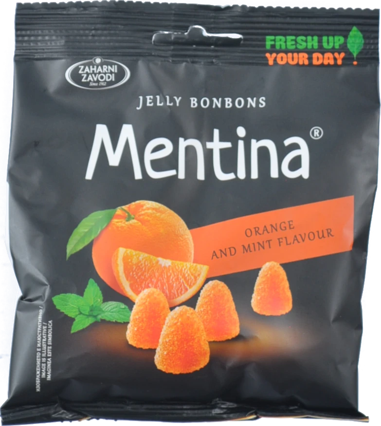Цукерки Zaharni Zavodi 80г желейні апельсин мята Mentina