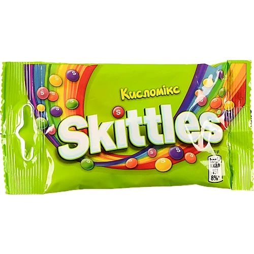 Драже жувальні в різнокольоровій цукровій оболонці Кисломікс Skittles м/у 38г