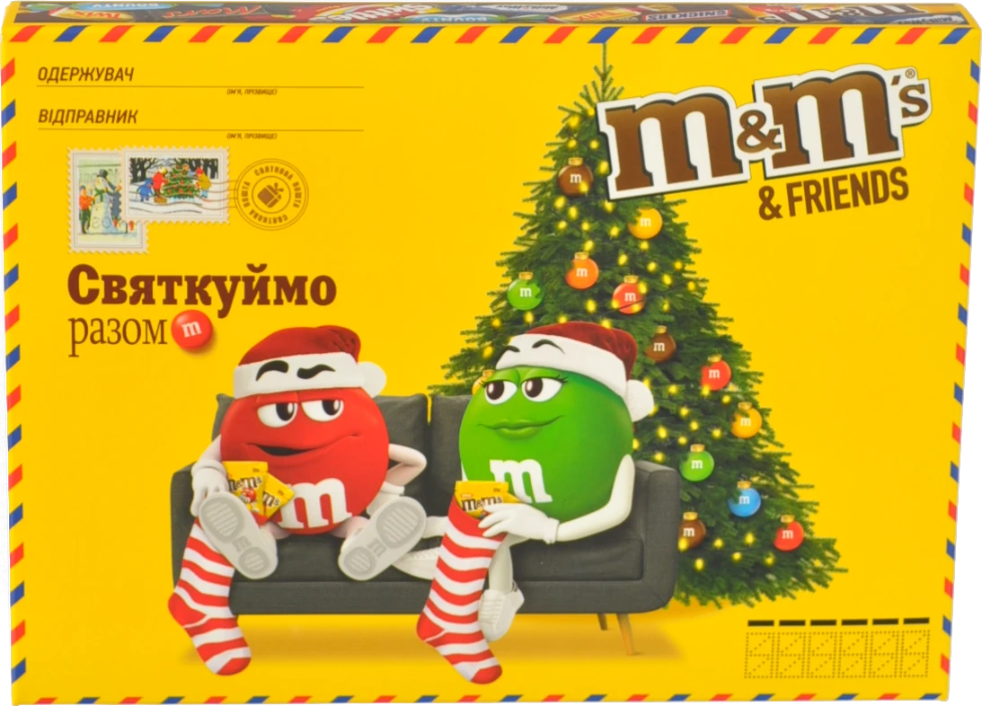 Набір драже цукерок батончиків печива та жувальних драже Середня бандероль M&M's&Friends к/у 190г