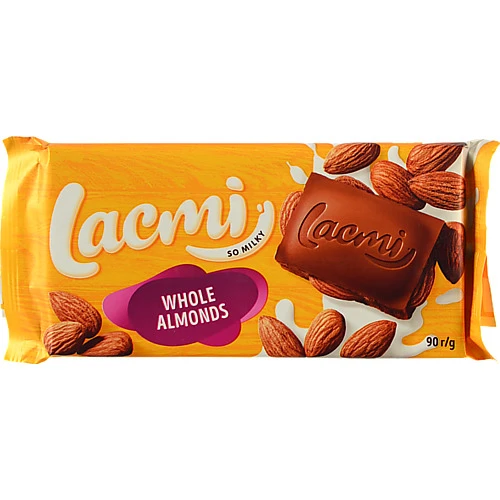 Шоколад молочний з цілим мигдалем Lacmi Roshen м/у 90г