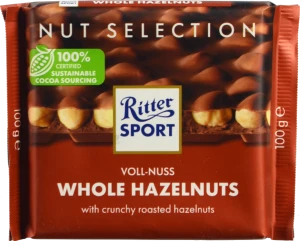 Шоколад молочний із цілими лісовими горіхами Ritter Sport м/у 100г