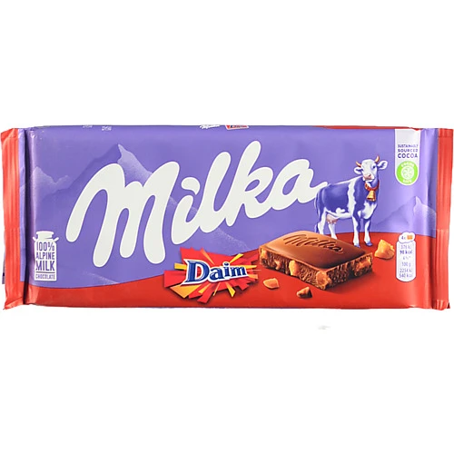 Шоколад молочний зі шматочками хрумкої карамелі з мигдалем Milka м/у 100г