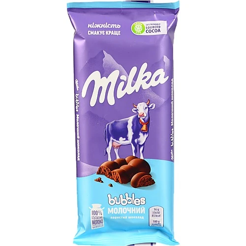 Шоколад молочний пористий Bubbles Milka м/у 80г купити в Одесі за