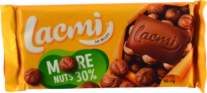 Шоколад молочний з цілими лісовими горіхами Lacmi Roshen м/у 90г