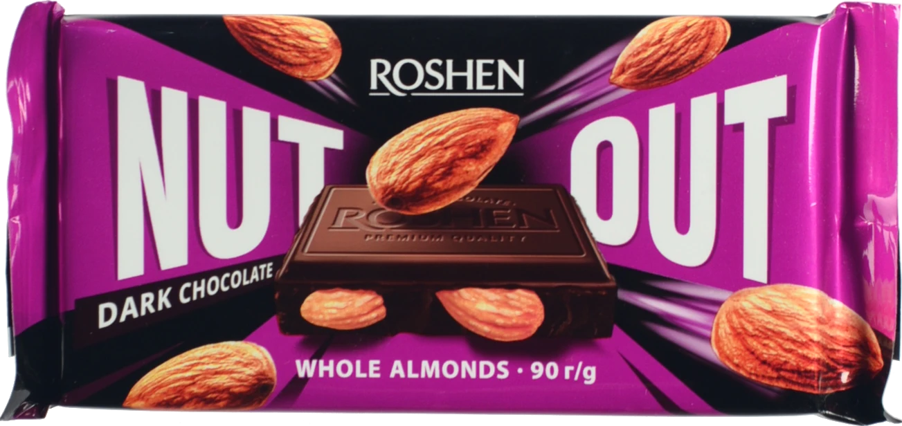 Шоколад чорний Whole Almonds Nut Out Roshen м/у 90г