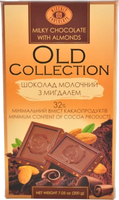 Шоколад ХБФ 200г old collection мигдаль молочний