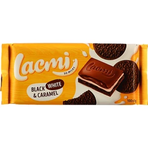 Шоколад молочний з печивом Black, White&Caramel Lacmi Roshen м/у 100г