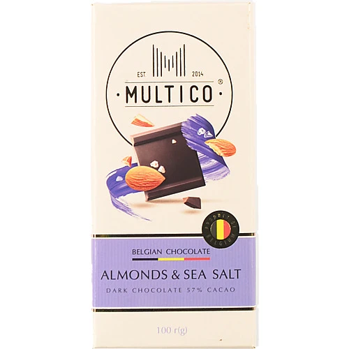 Шоколад Multico 100г чорний мигдаль морська сіль 57%