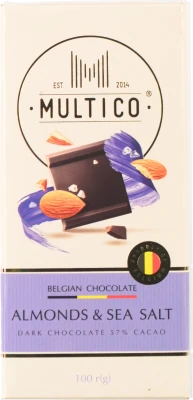 Шоколад Multico 100г чорний мигдаль морська сіль 57%
