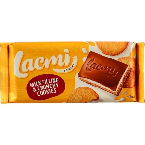 Шоколад молочний з молочною начинкою та печивом Lacmi Roshen м/у 100г
