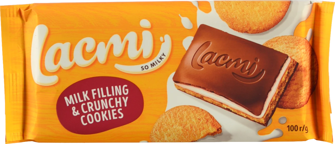Шоколад молочний з молочною начинкою та печивом Lacmi Roshen м/у 100г