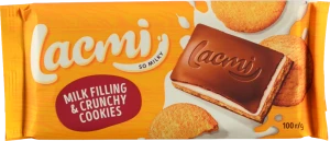 Шоколад молочний з молочною начинкою та печивом Lacmi Roshen м/у 100г