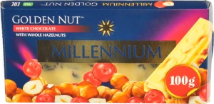 Шоколад білий з цілими лісовими горіхами Golden Nut Millennium к/у 100г
