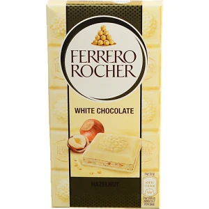 Шоколад білий з горіховою начинкою та подрібненими лісовими горіхами Ferrero Rocher к/у 90г