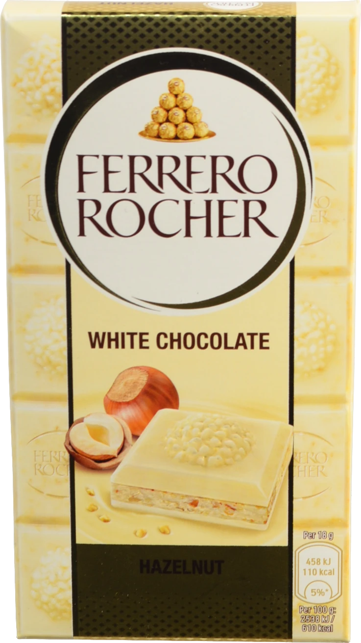 Шоколад білий з горіховою начинкою та подрібненими лісовими горіхами Ferrero Rocher к/у 90г