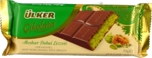 Шоколад дубайський Ulker 93г молочний з фісташковою пастою та хрустким катаїфом
