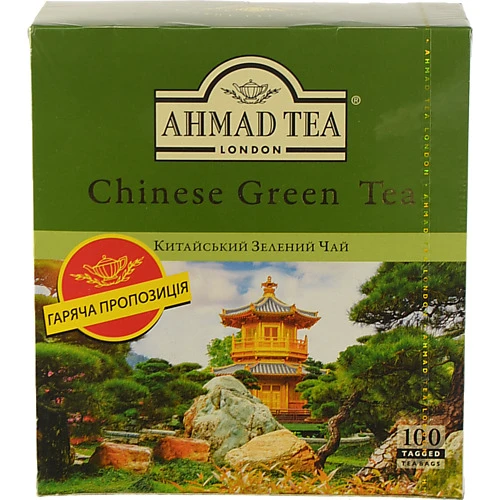 Чай Ахмад зелений китайський байховий дрібний 100х1.8г