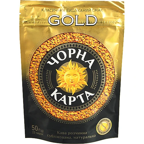 Кава натуральна розчинна сублімована Gold Чорна Карта д/п 50г