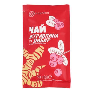 Концентрат напою фруктово-медового Чай Журавлина та імбир з натуральним медом Асканія м/у 50г