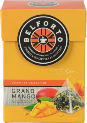 Чай Belforto 20п зелений байховий пелюстки квітів аромат манго