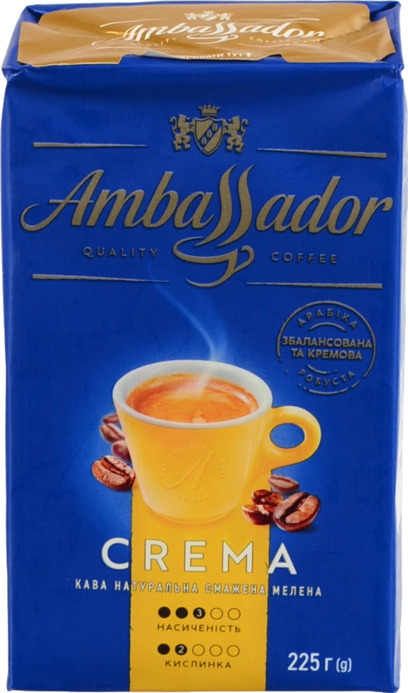 Кава натуральна смажена мелена Crema Ambassador 225г