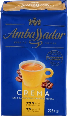 Кава натуральна смажена мелена Crema Ambassador 225г