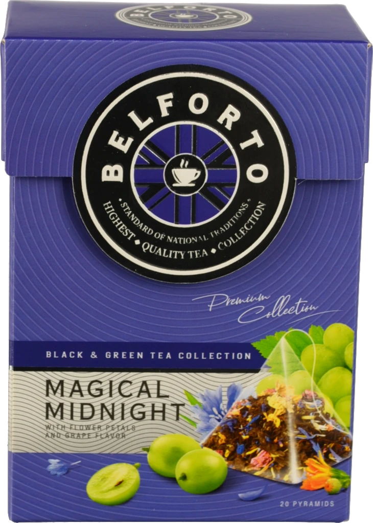 Чай Belforto 20п чорного та зеленого з пелюстками квітів та ароматом винограду