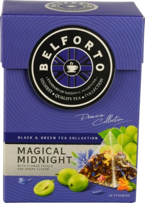 Чай Belforto 20п чорного та зеленого з пелюстками квітів та ароматом винограду
