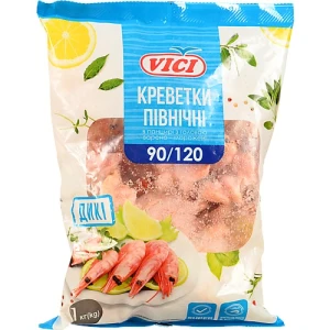 Креветки в панцирі глазуровані 90/120 Північні Vici з/г в/м м/у 1кг