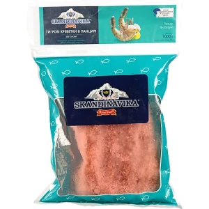 Креветки заморожені в панцирі 16-20 Тигрові Skandinavika б/г м/у 1000г