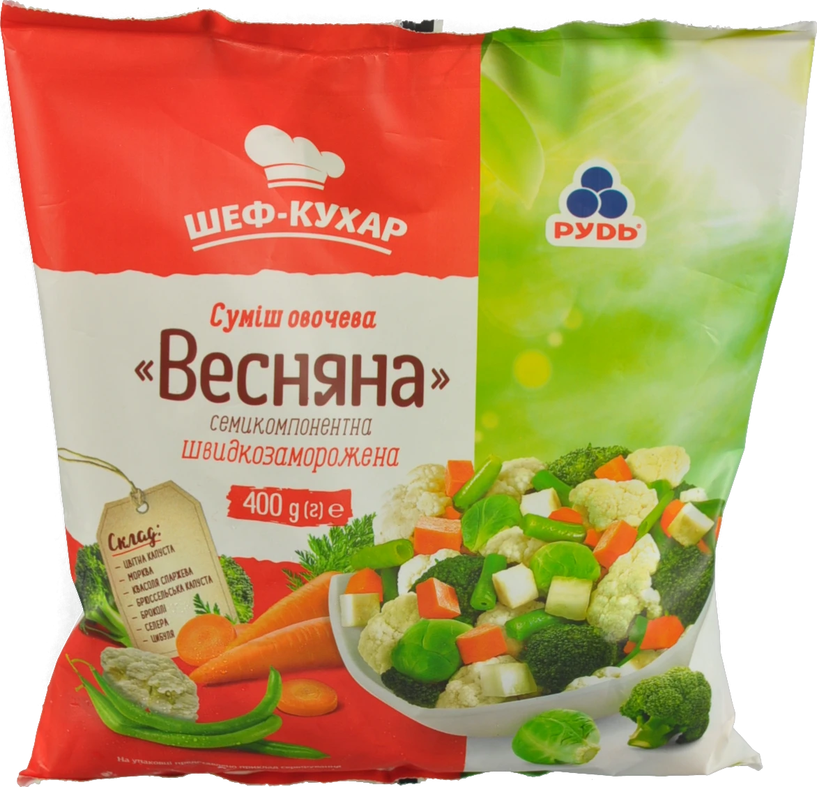 Суміш овочева заморожена Весняна семикомпонентна Шеф-кухар Рудь м/у 400г