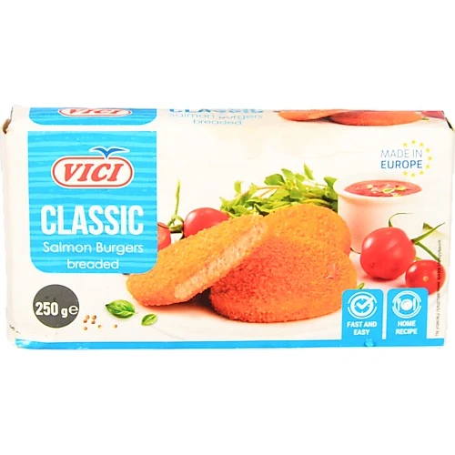 Бургери заморожені лососеві в паніровці обсмажені Classic Vici к/у 250г