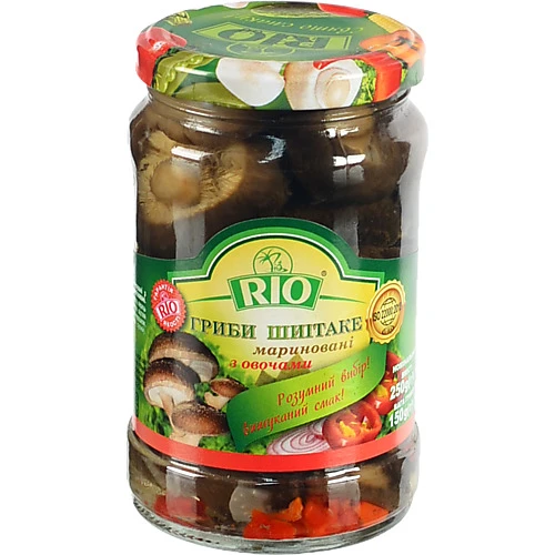 Гриби RIO 250г шиітаке мариновані з овочами с.б