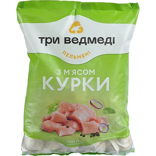 Пельмені з м'ясом курки Три ведмеді м/у 700г